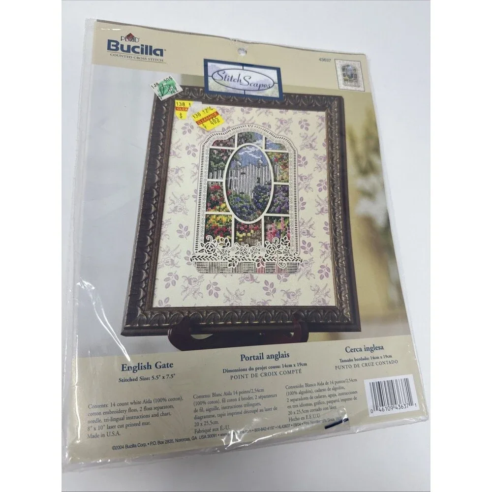 ENGLISH GATE cross stitch kit STITCH SCAPES Bucilla With Laser Cut Mat  NIP